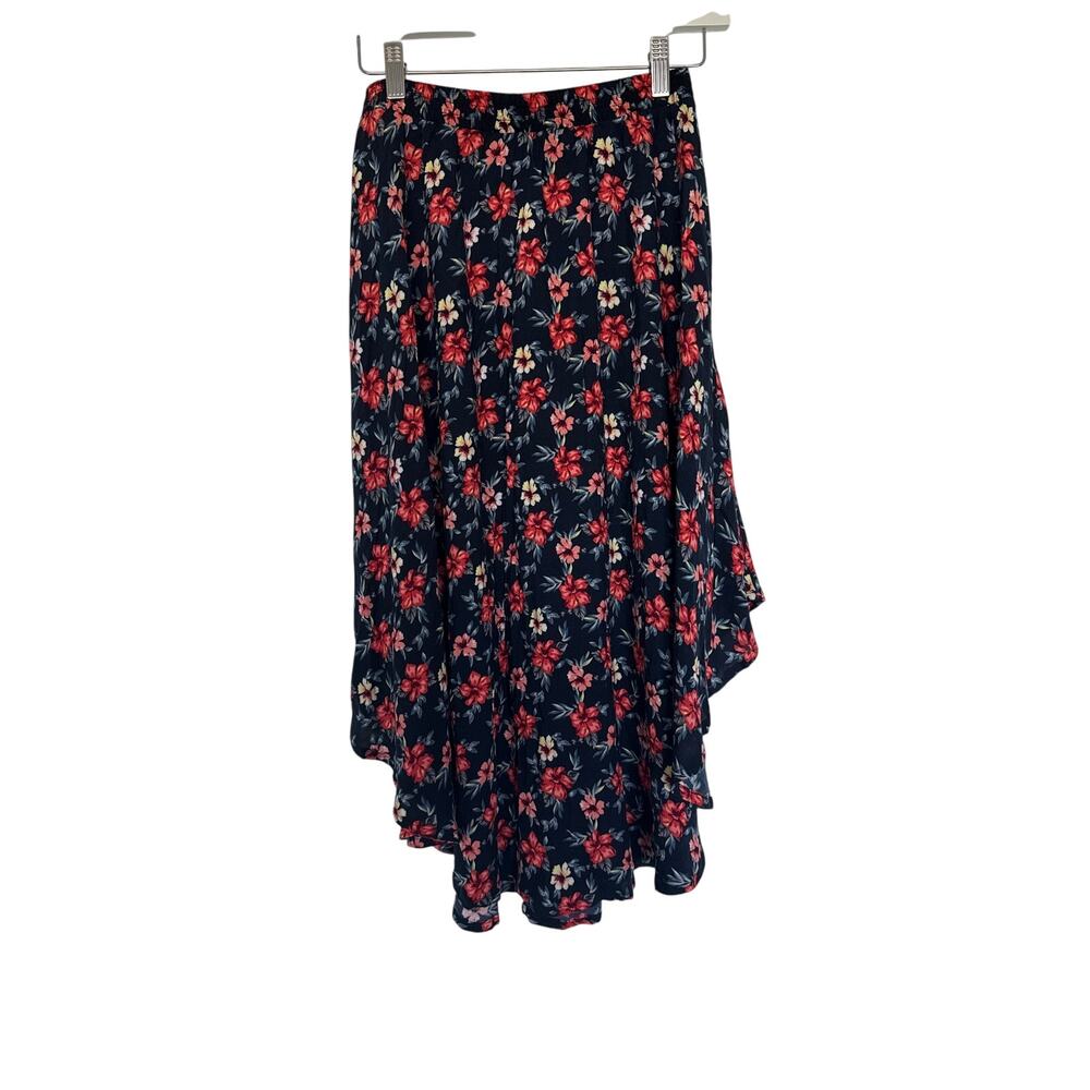 Hollister High Low Tropical Print Pull On Midi Skirt, M